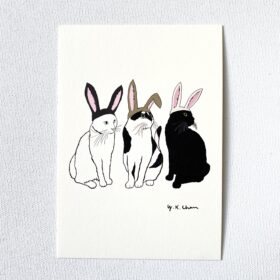 ウサギになったつもりの猫・ポストカード（3匹）淡路ワンニャンクラブ応援企画