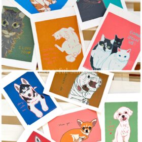 猫と犬の絵はがきセット