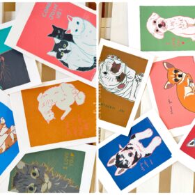 猫と犬の絵はがきセット