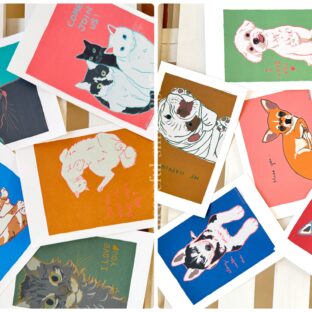 猫と犬の絵はがきセット